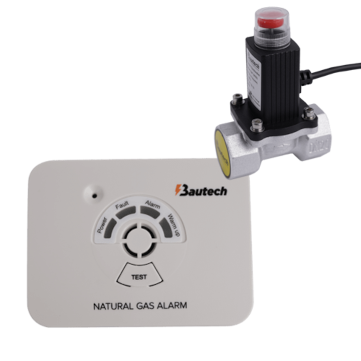 KIT detectie gaz natural (detector + electrovalva 3/4”) Bautech GD-KNGEV