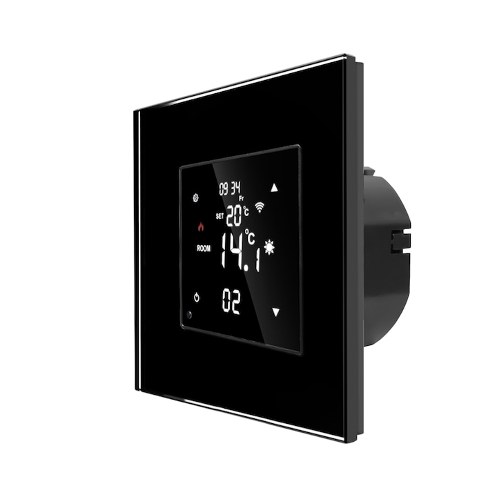 Termostat Wi-Fi pentru incalzirea electrica LUXION cu Rama din Sticla, Negru