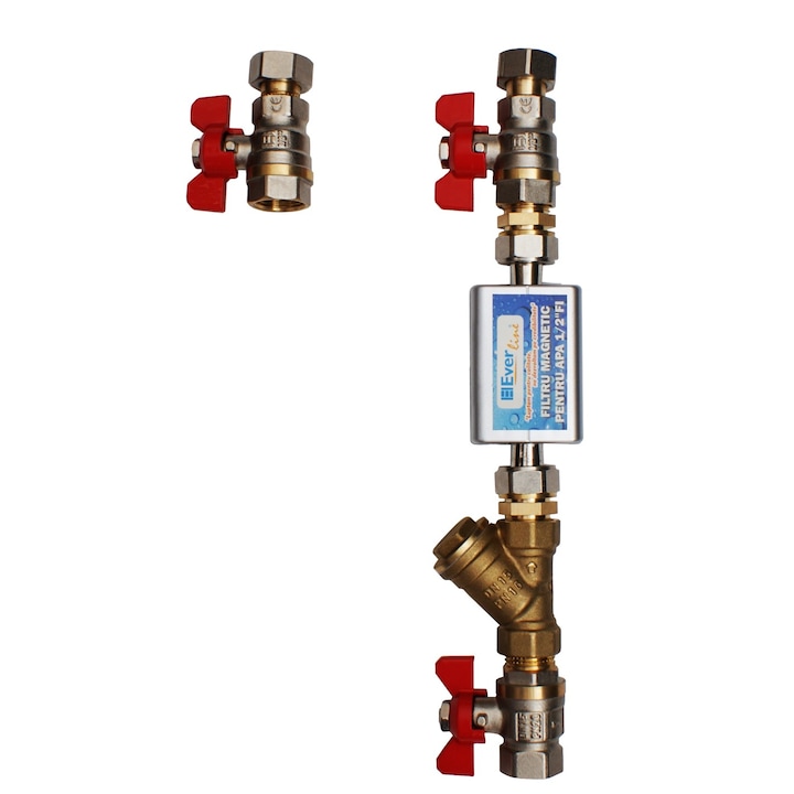 Kit hidraulic montaj boiler electric, Everline, robineti, niple, filtru Y si magnetic 1/2"