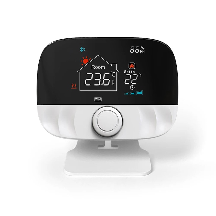 Termostat, 3A, WiFi, Display LCD, Suport Alexa, Telecomanda, Alb