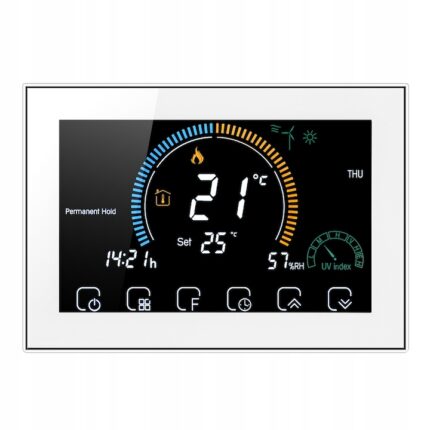 Termostat inteligent, MOES BHT-8000 GB, regulator de temperatura programabil Tuya WIFI 16A, pentru incalzire electrica prin pardoseala, Alb