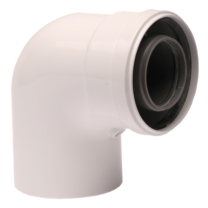 Cot prelungire pentru evacuare centrala termica in condensare, marca ATI, 90 grade, PP/ALL, diametru 60/100 mm