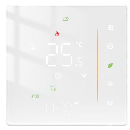 Termostat Smart, Sticla, WiFi, incalzire in pardoseala, Precizie ±0.5 °C, Alb, Tuya/ Smart Life