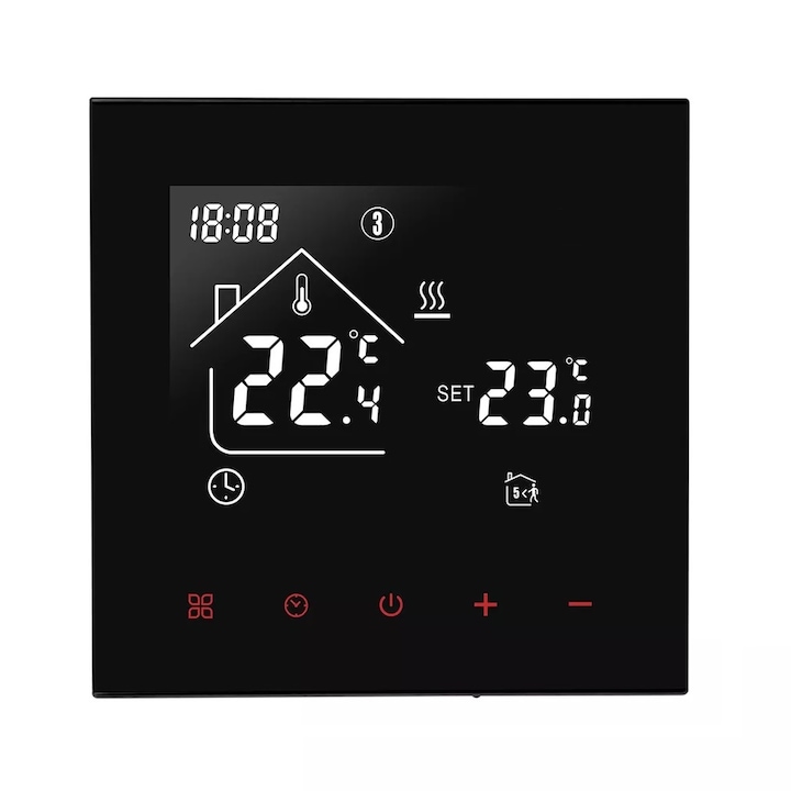 Termostat pentru incalzirea termica pe gaz BeOk TDR89B-WPB, Negru
