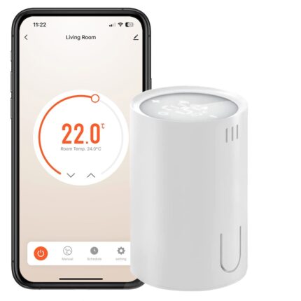 Termostat Smart NEX TECH® WiFi, Kit 8 bucati si HUB inteligent, Programabil 24/7, Usor de instalat, Compatibil cu Alexa, Google Home, SmartThings, Aplicatie Tuya Smart Life, Ecran touch, Functie Fereastra Deschisa, Alb
