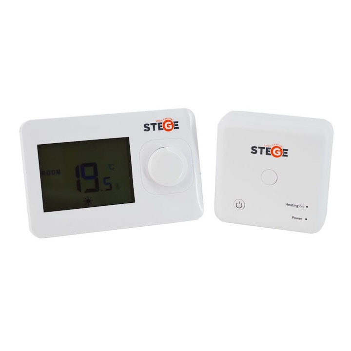 Termostat neprogramabil, Wireless, LCD, iluminare LED, Stege WT100 RF