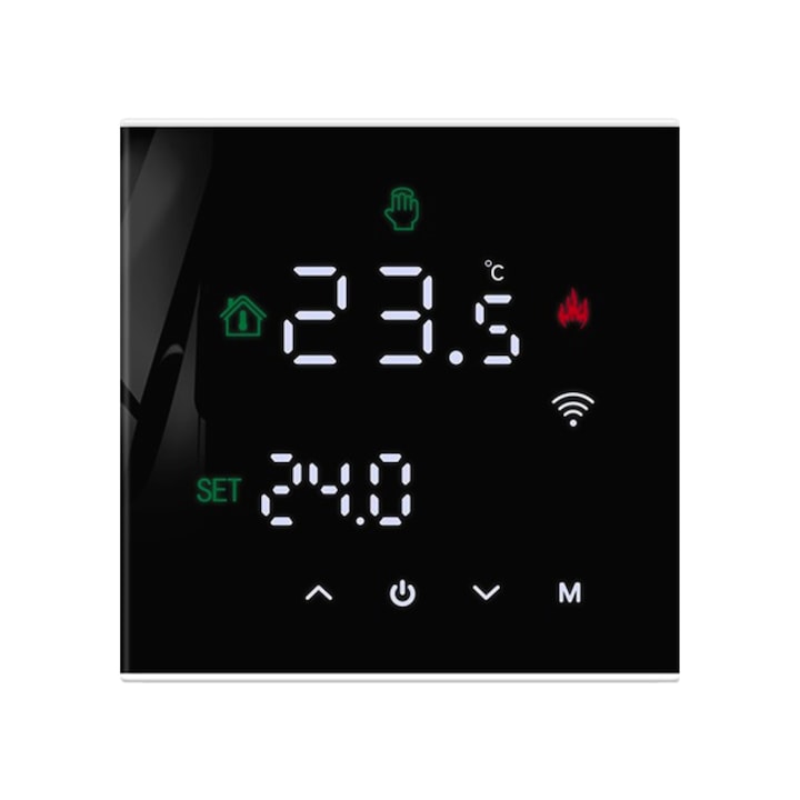 Termostat Wi-Fi pentru incalzirea termica pe gaz BeOk TGW60B-WIFI-WPB, Negru