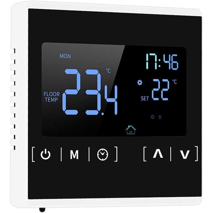 Termostat pentru incalzire, 85x85x16 mm, Negru