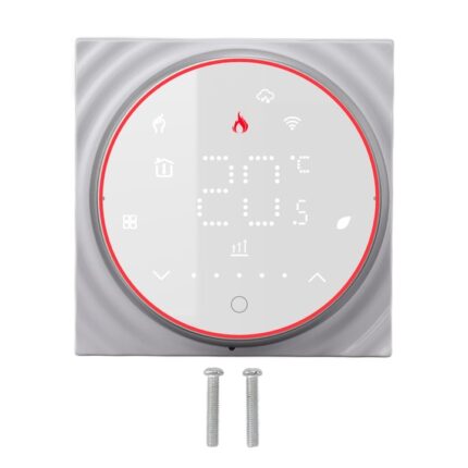Termostat WiFi Mmgoqqt cu ecran LED, panou subtire, control vocal, programabil, alb