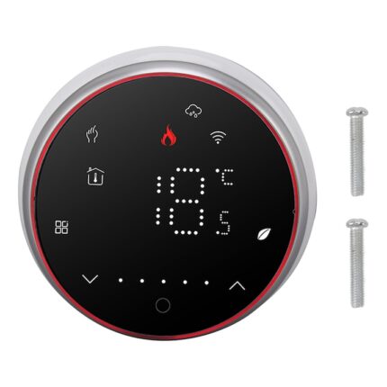 Termostat Inteligent Wireless Mmgoqqt, Control Vocal si APP, Ecran LED, Ultra Subtire 13mm, Negru
