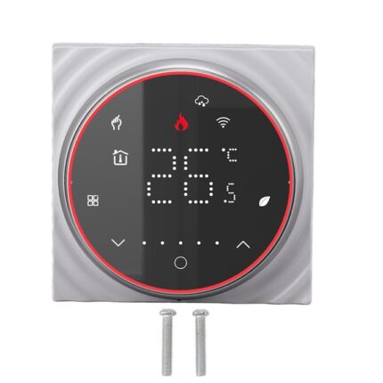 Termostat WiFi Mmgoqqt cu ecran LED, panou subtire, control vocal, programabil, negru