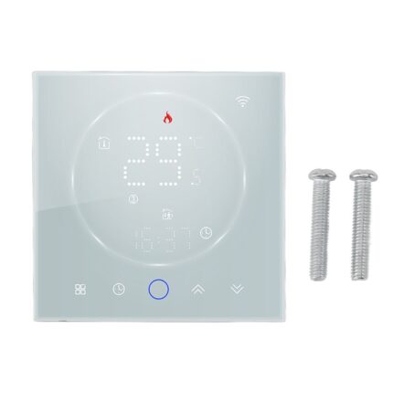 Termostat inteligent Mmgoqqt, programabil, ecran tactil LED, alb, compatibil 86mm/60mm
