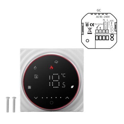 Termostat WiFi cu ecran LED, Mmgoqqt, programabil, precizie in controlul temperaturii, negru, 13x8cm