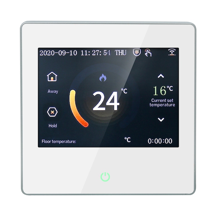 Termostat inteligent, Arhatreya ME102 16A, Tuya Wifi, pentru incalzire electrica prin pardoseala, Alb