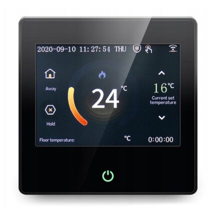 Termostat inteligent, Arhatreya ME102 16A, Tuya Wifi, pentru incalzire electrica prin pardoseala, Negru