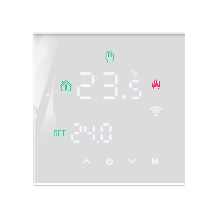 Termostat Wi-Fi pentru incalzirea termica pe gaz BeOk TGW60-WIFI-WPB, Alb