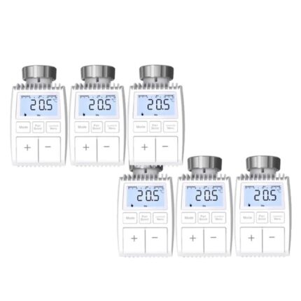 Set 6 termostate, Zigbee, 110 V, Alb/Argintiu