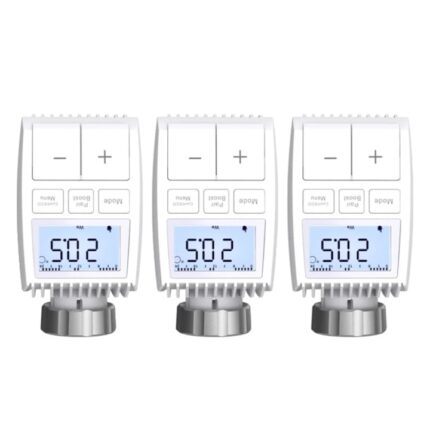 Set 3 termostate, Zigbee, Control vocal, Alb/Argintiu