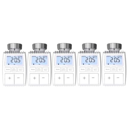 Set 5 termostate, Zigbee, 110 V, Alb/Argintiu