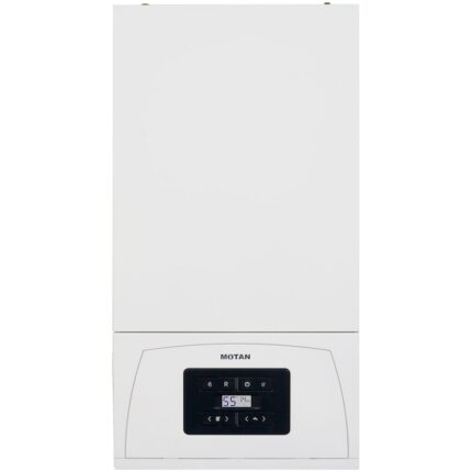 Centrala termica murala in condensare Motan Condens 050 28, 28 kw, schimbator principal din cupru, schimbator secundar supradimensionat, recuperator de caldura din inox, raport de modulare 1:4, fara kit de evacuare