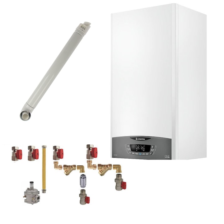 Centrala murala in condensare Ariston Clas One 35 Wi-FI, kit evacuare si kit montaj complet RTM
