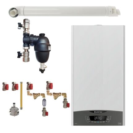 Pachet centrala termica pe gaz in condensare, Ariston Clas One 35 kW, Wi-Fi, murala, filtru antimagnetita Fernox F1 Sigma, kit montaj complet RTM si kit evacuare RTM incluse