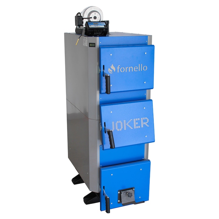 Centrala pe combustibil solid, lemn, carbune, Fornello JOKER 24 kW, cu Ventilator si Automatizare