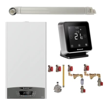 Pachet centrala termica pe gaz in condensare, Ariston Clas One 30 kW, Wi-Fi, murala, termonstat Honeywell Lyric T6R, kit montaj complet RTM si kit evacuare RTM incluse