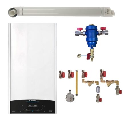 Pachet centrala termica in condensare Ariston GENUS ONE+ WI-FI 30, 30 kW, gaz natural + GPL, murala, WI-FI, filtru antimagnetita RTM 3/4", kit montaj complet RTM si kit evacuare RTM incluse