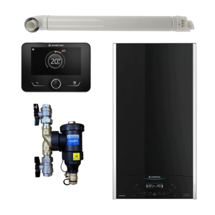 Pachet centrala termica in condensare Ariston ALTEAS ONE+ NET 24,24 kW, gaz natural + GPL, Wi-Fi, senzor camera Sensys HD, kit evacuare si filtru antimagnetita Caleffi Dirtmag 3/4" incluse