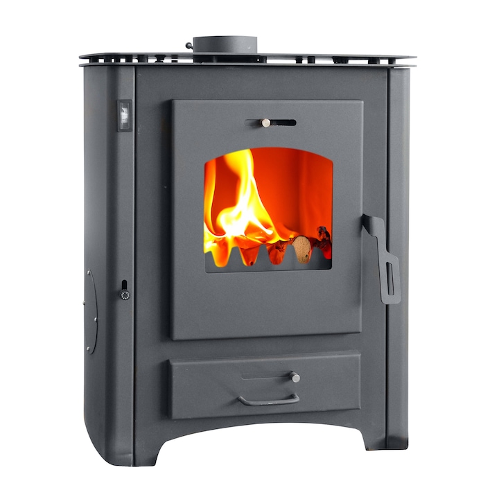 Termosemineu pe lemne, brichete si carbune Fornello B Max ER, Black, 24-26 kW, 650x520x800 mm