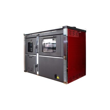 Termosemineu Fornello Star Red 34 kw pe combustibil solid pentru incalzirea locuintelor si gatit echipat cu pompa de cirulatie