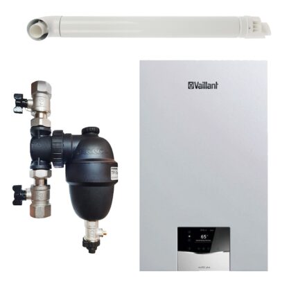 Pachet centrala termica Vaillant VUW 40CS/1-5 ecoTEC Plus 37.7 kW, filtru antimagnetita Fernox F1 Sigma si kit evacuare RTM incluse