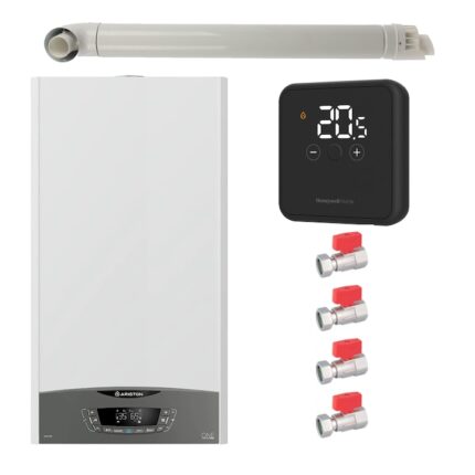 Pachet centrala termica pe gaz in condensare, Ariston Clas One 35 kW, Wi-Fi, murala, termostat Honeywell DT4R, set robineti Fornara si kit evacuare RTM incluse