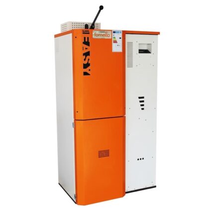 Centrala pe peleti Fornello Slimpel Easy 40 kw, curatare mecanica arzator si schimbator de caldura, arzator din inox, pompa de circulatie, tiraj fortat, buncar 88 kg, Ecodesign A+