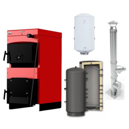 Centrala pe lemn / combustibil solid ​Sunsystem Burnit NWB MAX 50 kW echiapt cu, Puffer P 1000l, Cos inox 6 ml 200 mm, Boiler Termoelectric 100l