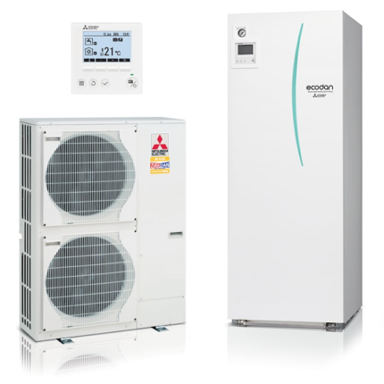 Pompa de caldura aer-apa trifazata Mitsubishi Electric tehnologie Zubadan 11 kw, incalzire, racire si apa calda PUHZ-SHW112YHA+ERST20C-VM2D Hydrotank- compact
