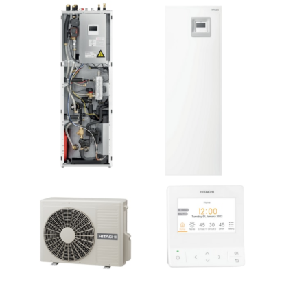 Pompa de caldura aer-apa, Hitachi, model Yutaki S Combi, putere utila maxima incalzire 4.3 kW, tip split, alimentare monofazata, R32, Boiler integrat in unitatea interioara, clasa energetica A+++ / A++