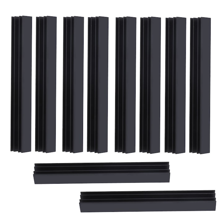 Set 10 disipatoare caldura Tovbmup, aluminiu, negru, 13x11x107mm