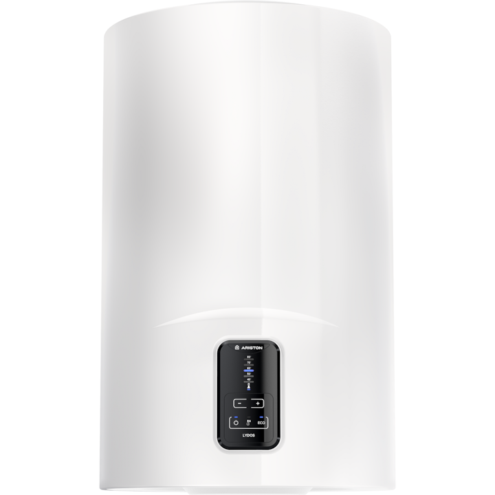 Boiler electric Ariston Lydos Eco 50, 1800 W, 50l, Tehnologie WaterPlus, Display digital, Eco Evo, T-MAX, TitanShield, Rezervor emailat cu Titan, Alb
