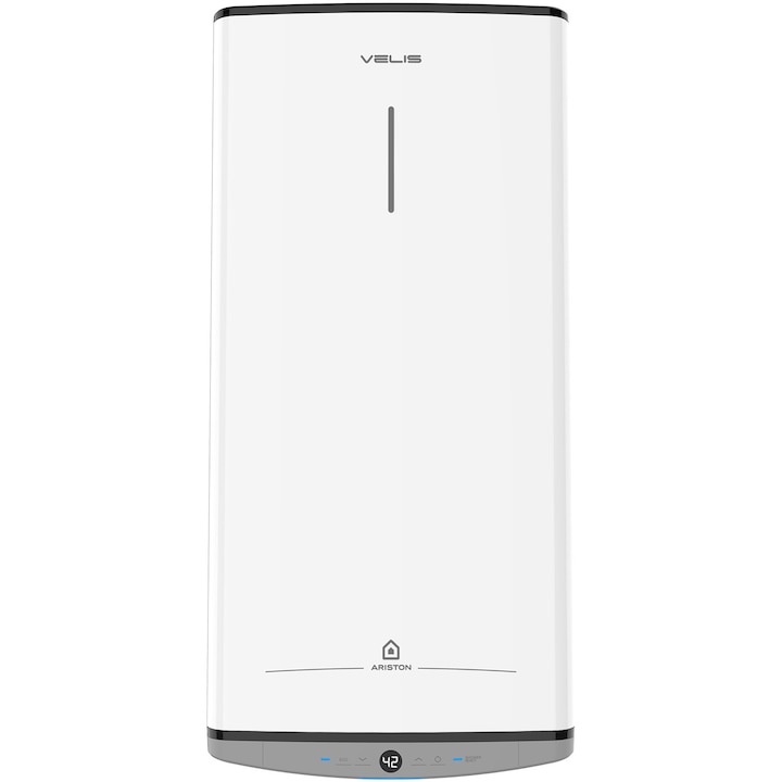 Boiler electric Ariston Velis Dune 100 EU, 1500W, 100 l, control electronic complet, Touch control, functie ECO EVO, protectie ioni de argint, anod de magneziu, rezervor emailat cu titan, Alb