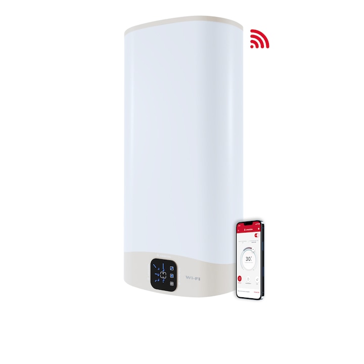 Boiler electric Ariston Velis Dune Wi-Fi 80, 1500 W, instalare orizontala si verticala, 65l, Alb