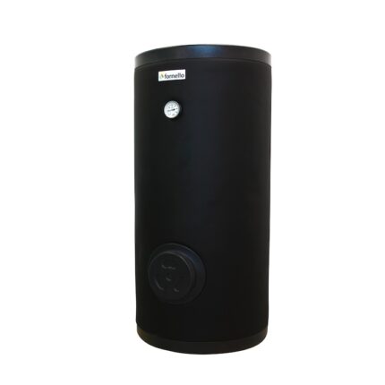 Boiler cu 2 serpentine FORNELLO SOL 150 LT 2S, pentru centrala termica si solar, montaj pe sol, izolatie termica, manta de protectie, flansa de vizitare