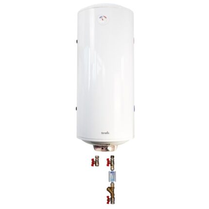 Pachet Boiler termoelectric Fornello Titanium Plus 120 litri, 2000 watt, racord lateral, reglaj extern al temperaturii, emailat cu titan, supapa de siguranta, si kit de montaj inclus