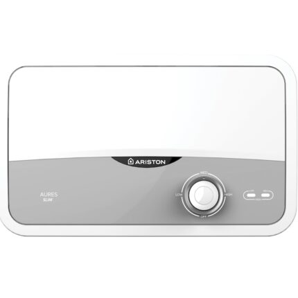 Incalzitor instant electric pentru apa Ariston AURES SLIM, Instalare single-point, Protectie electrica IP25, Termostat cu siguranta dubla, 4 setari de putere, Kit robinet/dus