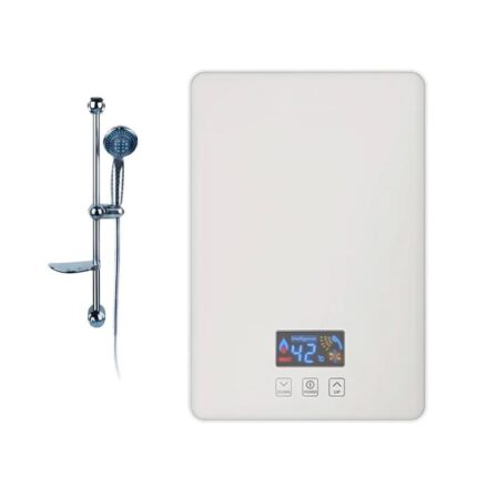 Incalzitor instant electric pentru apa, Display LCD, Protectie electrica IPX4, Termostat cu siguranta dubla, Display LCD si Kit dus inclus, Alb