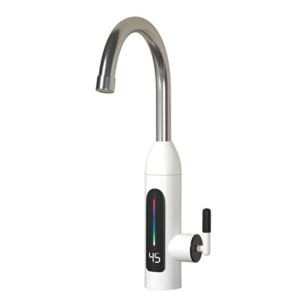 Robinet Electric Instant SIKS® Cu Incalzire Instantanee a Apei, Afisaj LCD al Temperaturii, RY023, cu Montare Chiuveta, Design Modern, Alb