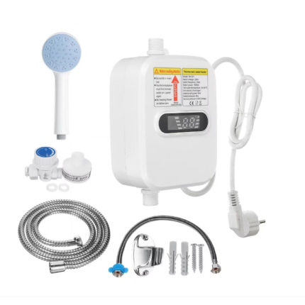 Mini boiler electric, cu dus, afisaj LCD, putere 3500 W, alimentare 220-240 V, rezistent la apa, IPX4