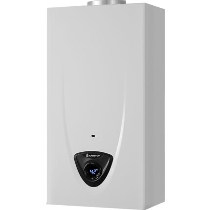 Incalzitor instant gaz pentru apa Ariston FAST EVO X DISPLAY ONT 11 NG EU, tiraj natural, 11 l/min, gaz natural, LCD, NTC, control electronic, senzor siguranta / debit