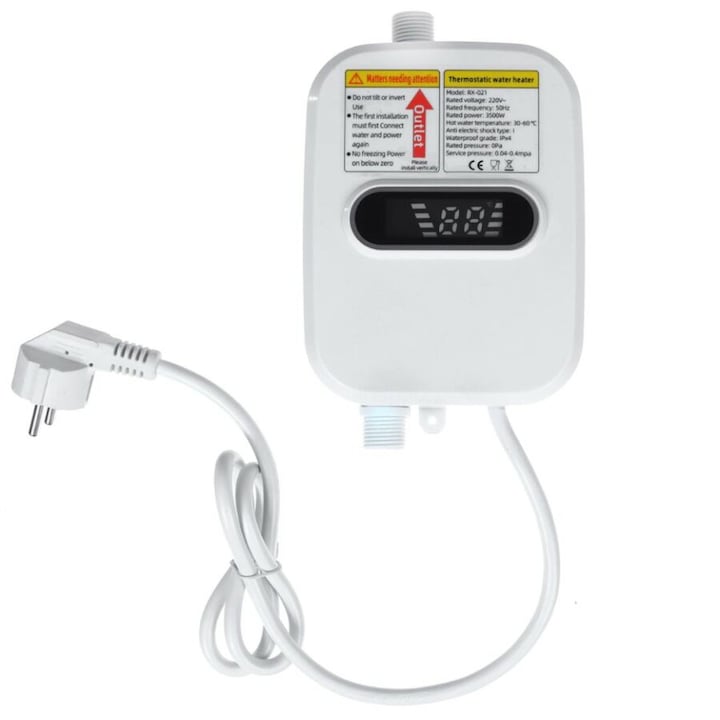 Boiler de dus RX-021, Boiler de scurgere cu afisaj LCD, IPX4